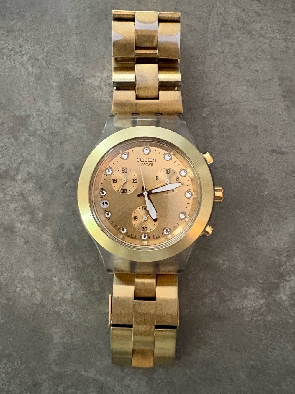 Swatch Irony Diaphane "Full Blooded Gold" Chronograph Watch